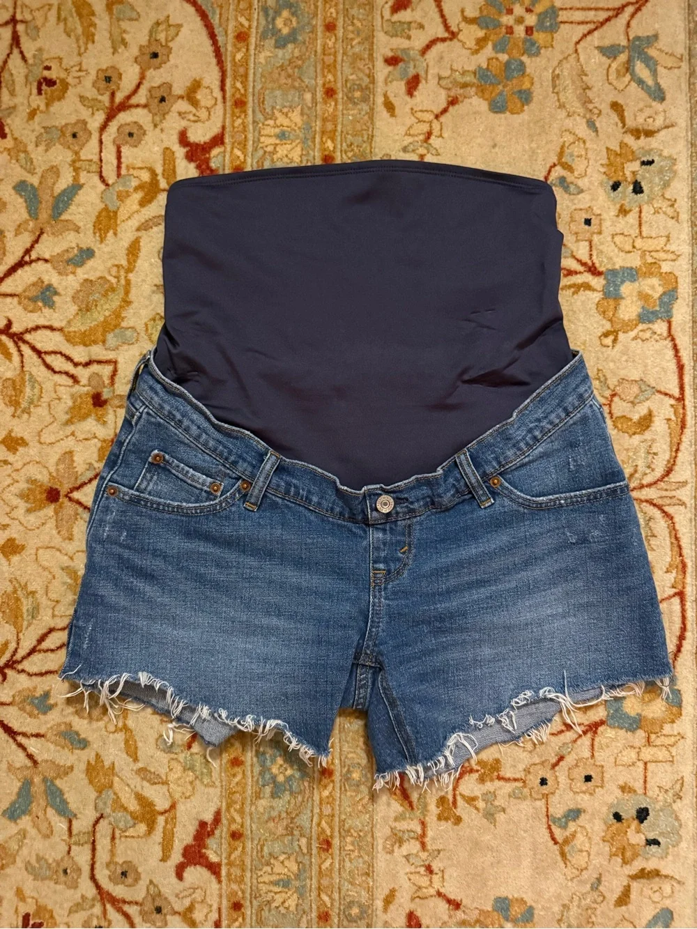 Abercrombie Maternity Denim Cutoff Shorts in Navy and Blue